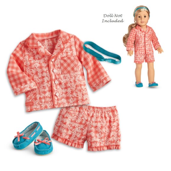 American Girl Toys American Girl Tenney Gingham Pajamas For 8 Dolls